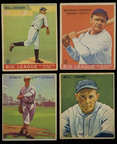1933 Goudey Lot of 10 Hall of Famers including Babe Ruth (all trimmed/undersize)  