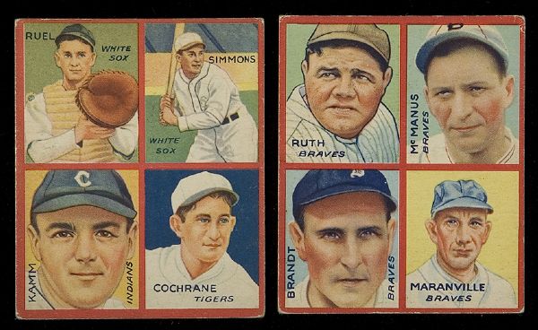 1935 R321 Goudey 4-in-1 Partial Set (26/36) including Babe Ruth  