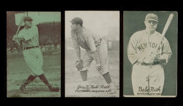 Babe Ruth Lot of Three 1920's Exhibit Cards  