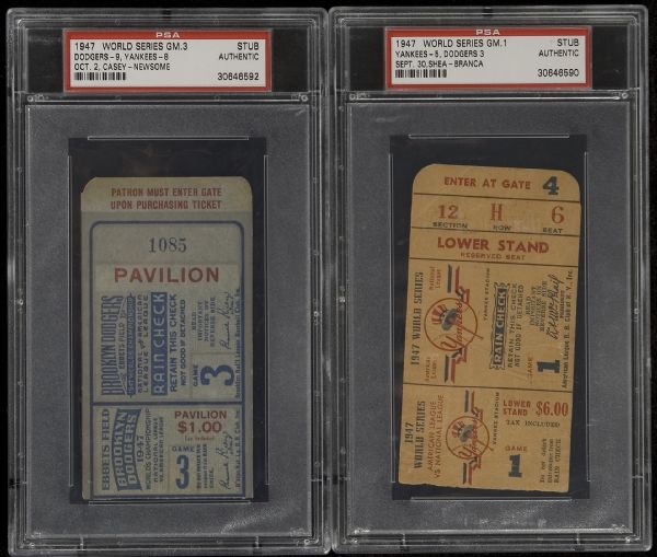 1947 World Series (Dodgers/Yankees) Full Set of 7 Ticket Stubs PSA Authentic  
