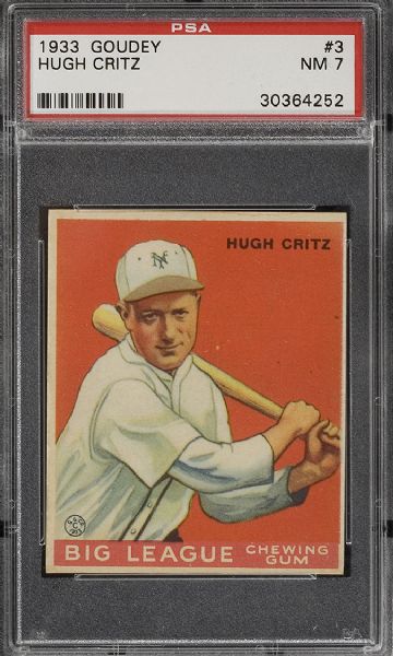 1933 Goudey #3 Hugh Critz PSA 7 NM  