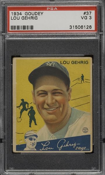 1934 Goudey #37 Lou Gehrig PSA 3 VG 