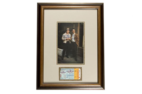 Mickey Mantle / Billy Martin Autographed Photo Framed w/ 1956 WS Ticket Stub