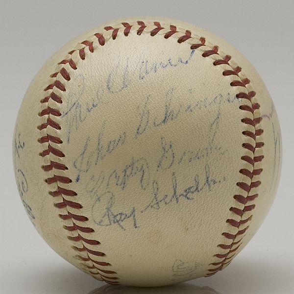 Multi-Signed Hall of Fame Baseball including Speaker, Baker, Foxx, Grove, Waner, Cronin and Others 