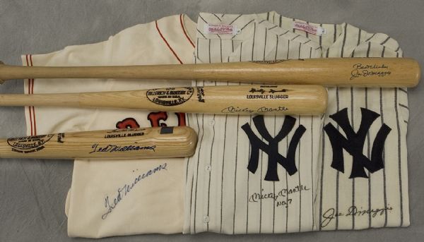 Signed Jerseys & Bats from Mantle, Williams & DiMaggio - 6 items 