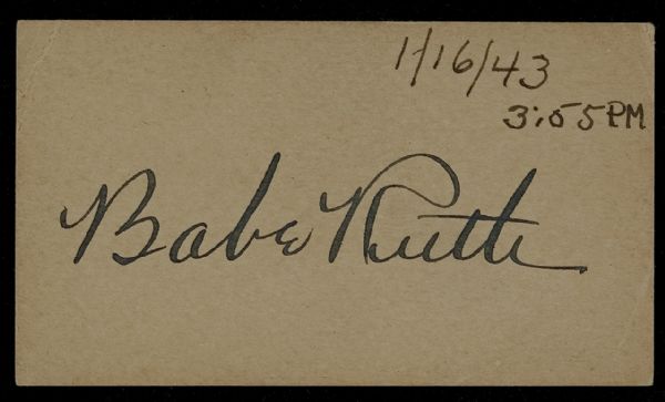 Babe Ruth Signed Blank Business Card  
