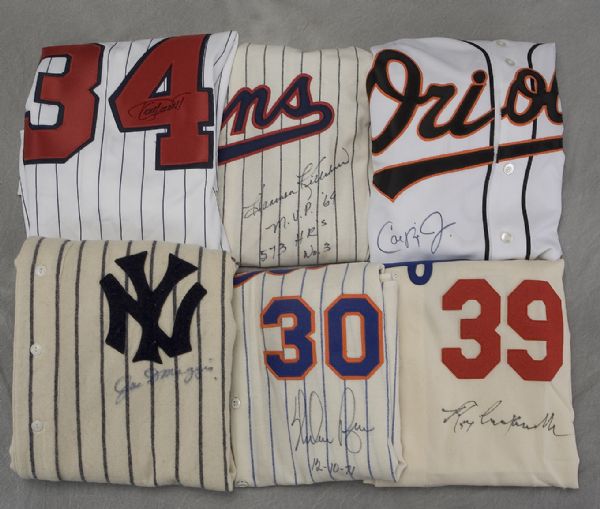 Collection of 19 Signed Replica Jerseys including Joe DiMaggio  
