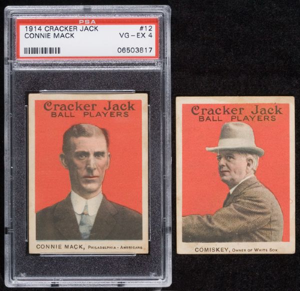 1914 Cracker Jacks (2) - #12 Connie Mack PSA 4 VG-EX & #23 Comiskey