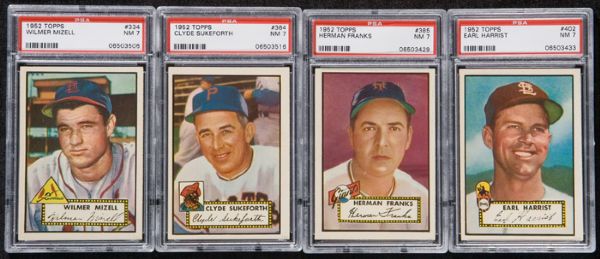 1952 Topps High Number Group of Four - All PSA 7 NM 