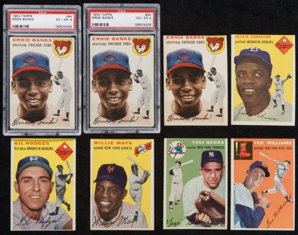 1954 Topps Baseball Lot of 120 - Including 3 Banks Rookies Williams Mays J. Robby ETC. 