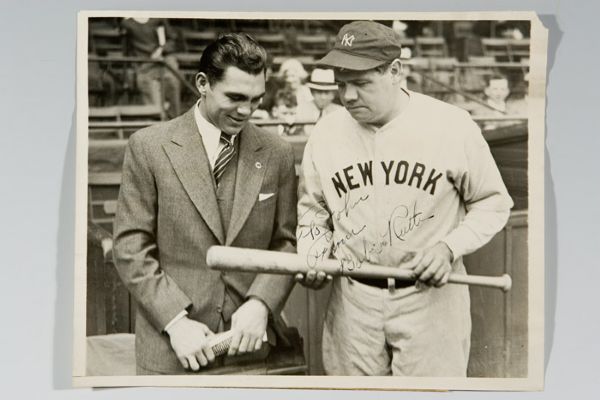 Babe Ruth Signed Wire Photo with Max Schmeling 