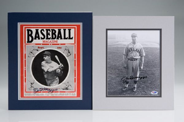 Joe DiMaggio Signed Baseball Magazine and 8