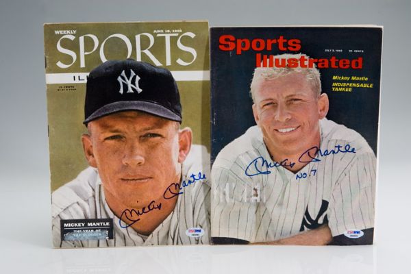 Pair of Mickey Mantle Signed Sports Illustrated Magazines 