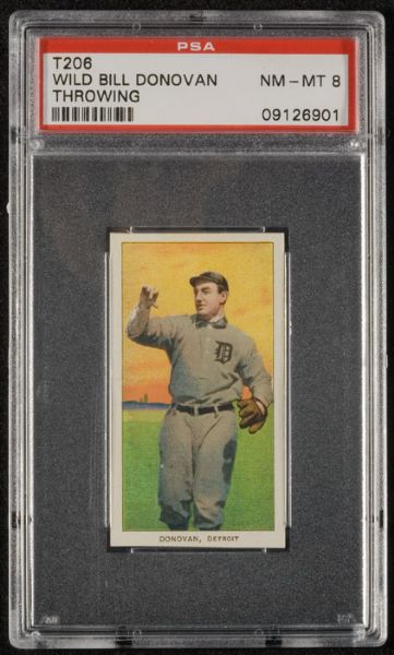 1909-11 T206 Wild Bill Donovan (Throwing) PSA 8 NM-MT 