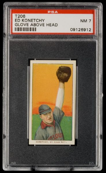 1909-11 T206 Ed Konetchy (Glove Above Head) PSA 7 NM 