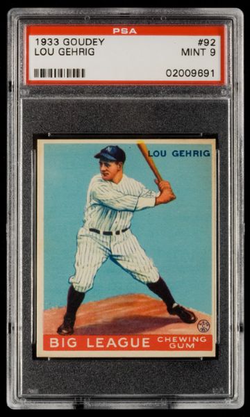 1933 Goudey #92 Lou Gehrig PSA 9 MINT 