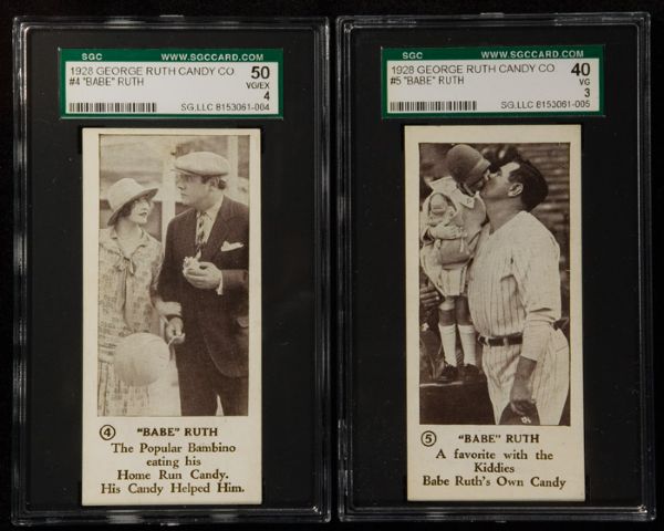 Pair of SGC Graded 1928 George Ruth Candy Company Cards 