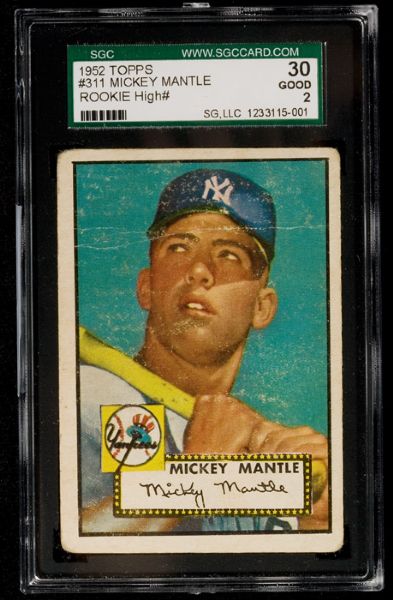 1952 Topps #311 Mickey Mantle SGC 30 Good 