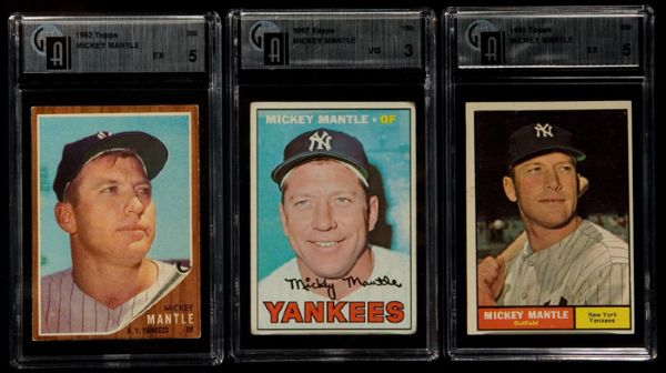 1957-68 Mickey Mantle Lot of 10 Cards - Most GAI Graded 