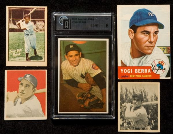 1948-65 Yogi Berra Lot of 20 Cards - Bowman Topps Red Man 