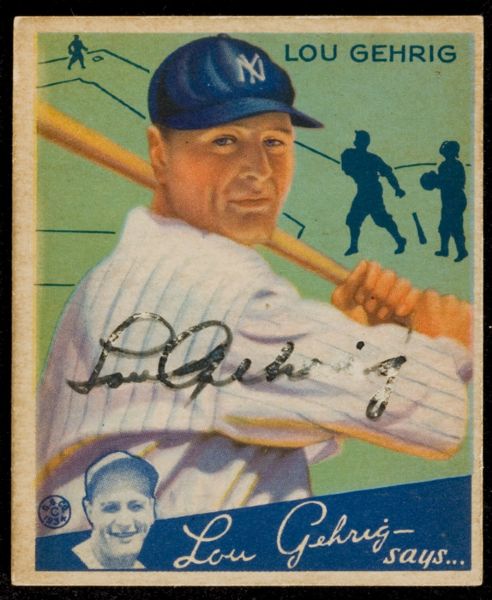 1934 Goudey #61 Lou Gehrig Autographed Card (Traced) 