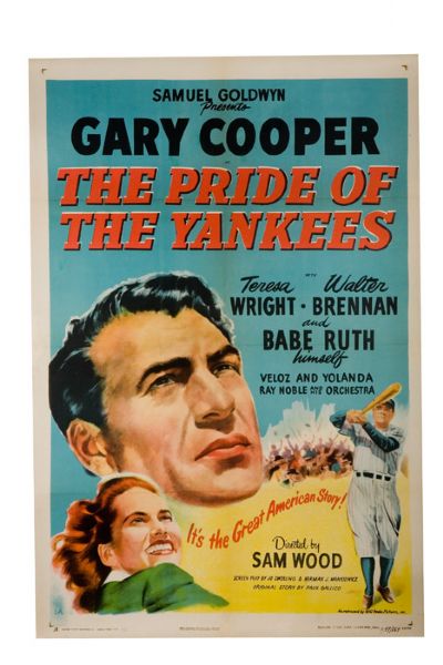 1949 "Pride Of The Yankees" One Sheet Movie Poster