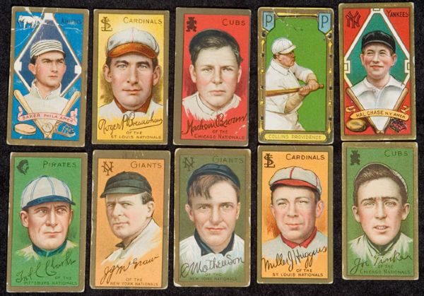1911 T205 Gold Border Lot of 35 different including Mathewson & 13 other Hall of Famers 