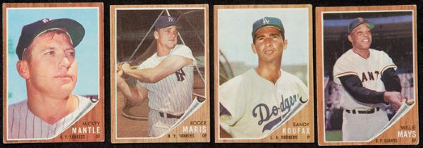 1962 Topps Baseball Complete Set of 598 + 9 variations 