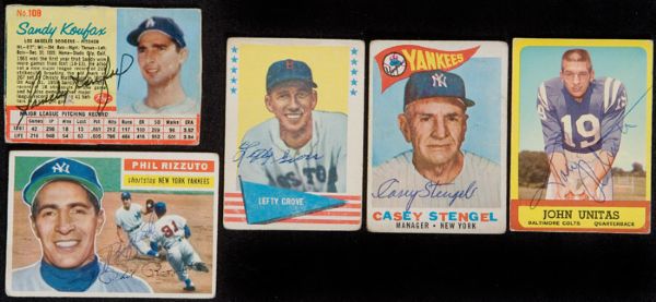 Huge Lot of Over 200+ Vintage 1950s-1960s Autographed Cards (mostly baseball with some football)