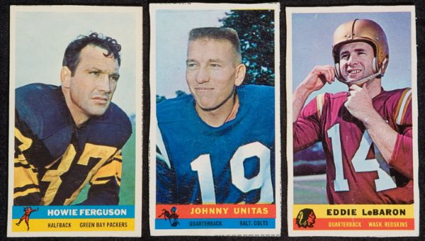 Lot of (3) 1959 Bazooka Football including Johnny Unitas 