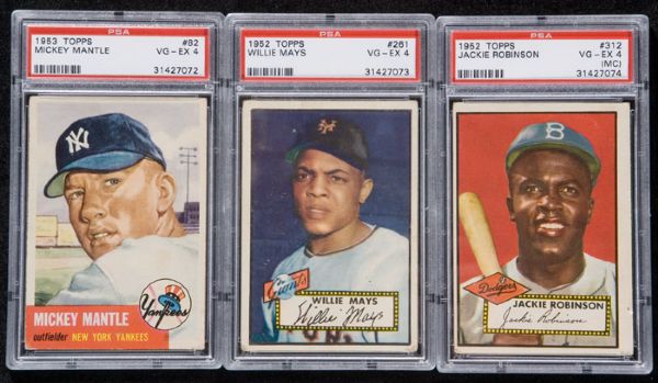 1952-54 Topps PSA Graded Lot of 8 Key Star Cards - Including 1952 Topps Mays 1952 Topps J. Robinson & 1953 Topps Mantle