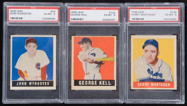 1948-49 Leaf Baseball PSA 6 EX-MT Graded Lot of 7 Single Prints - Including Newhouser & Kell 
