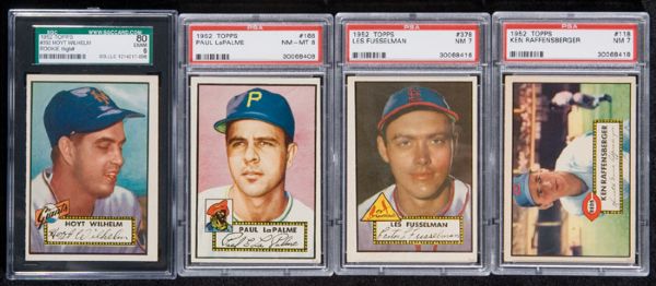 1952 Topps Baseball Graded NM LOT OF 15 Different Including Wilhelm 