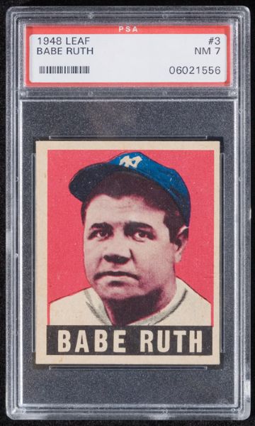 1948-49 Leaf #3 Babe Ruth (Pink Color Variation) PSA 7 NM 