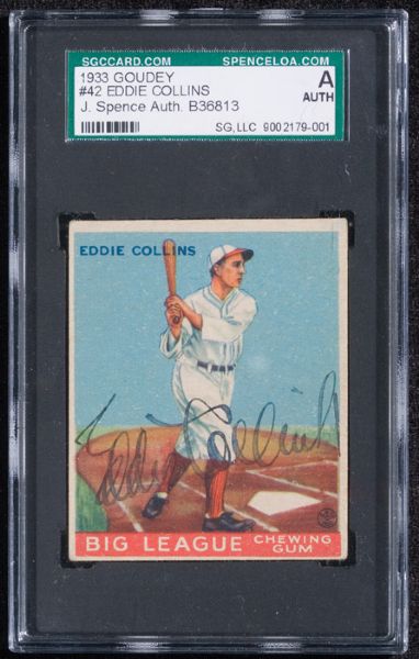 1933 Goudey #42 Eddie Collins - Autographed 