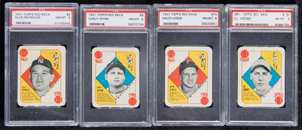 1951 Topps Red Backs Lot of 21 Different including Hodges Kiner and Wynn - All PSA 8 NM-MT 