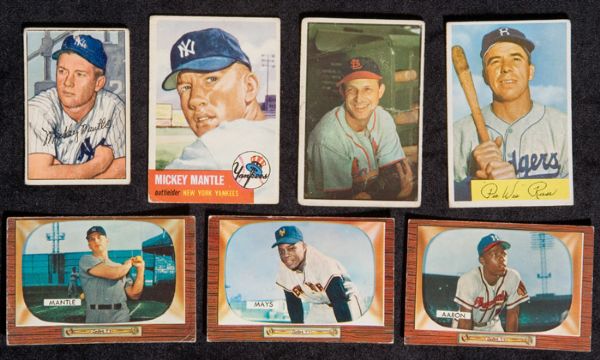 Early Bowman Topps & Exhibit Card Collection of  Approx. 800 - Including 3 Mantles Stars & Commons. 