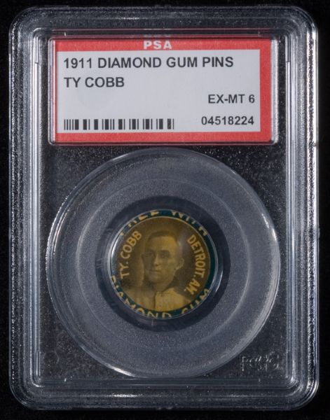 1911 Diamond Gum Ty Cobb Pin PSA 6 EX-MT 
