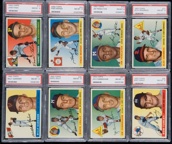 1955 Topps Baseball Lot of 91 Different - All PSA 8 NM-MT 