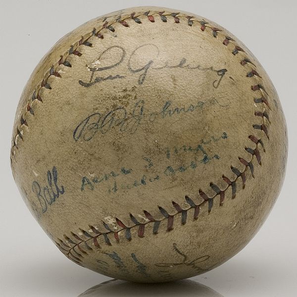 Tris Speaker, Lou Gehrig and Others Autographed Baseball 