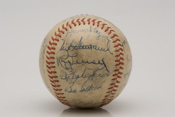 1946 Pittsburgh Pirates Team Signed Ball including HOFers Wager, Kiner, Lopez and Frisch  