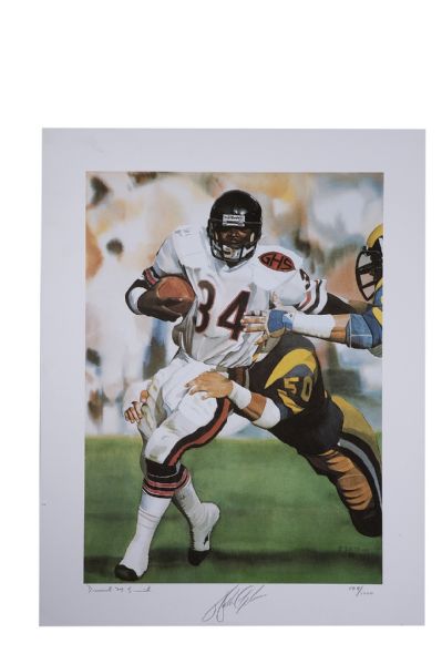 Seven Autographed Football Lithographs  