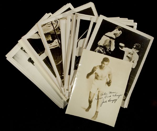 Boxing Wire Photo Group including Autographed Jack Dempsey Photo  