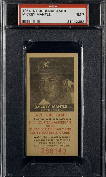1954 New York Journal American Baseball Mickey Mantle PSA 7 NM  