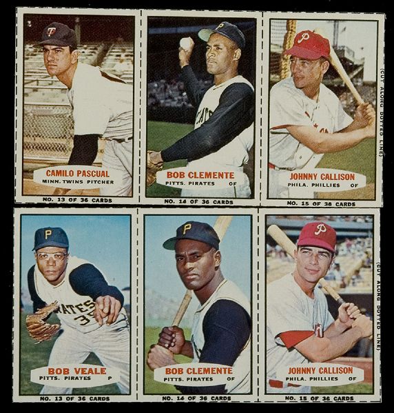 Roberto Clemente Bazooka Baseball Lot of 4 (1963-66) 
