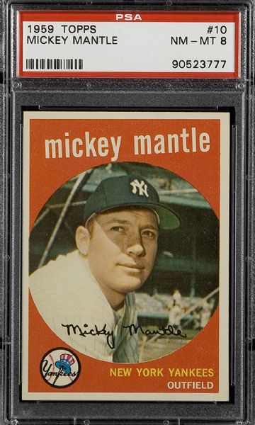 1959 Topps #10 Mickey Mantle PSA 8 NM-MT 