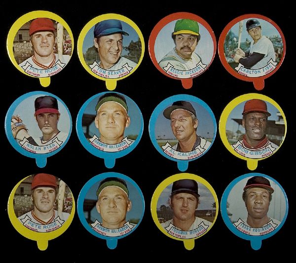 1973 Topps Candy Lids Lot of 63 (36 different) including Ryan & Rose  