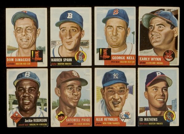 1953 Topps Baseball Group of 80 Different including J. Robinson & Paige  