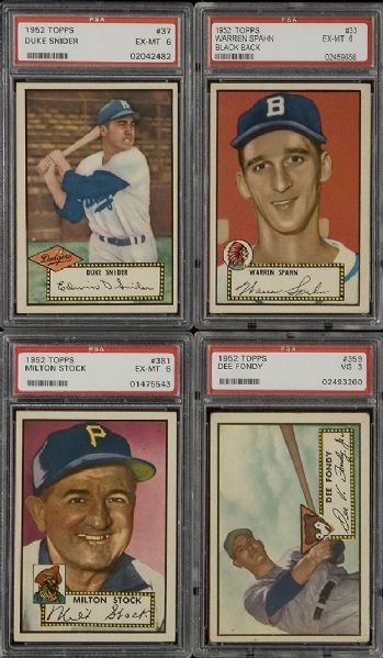 1952 Topps Baseball PSA Graded Lot of 20 including Snider, Spahn, & 2 High #'s  