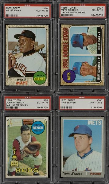 1968-70 Topps Group of 10 PSA Graded HOFers including Mays, Ryan, Seaver, Aaron, Clemente & Bench  